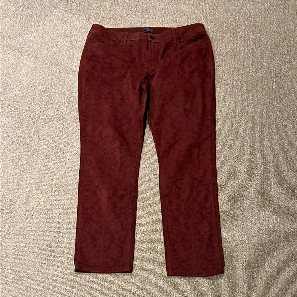 NYDJ maroon print legging jeans size 14